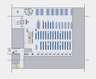 Floor plan of the 1st floor of Branch Library 3 from the Room Information System