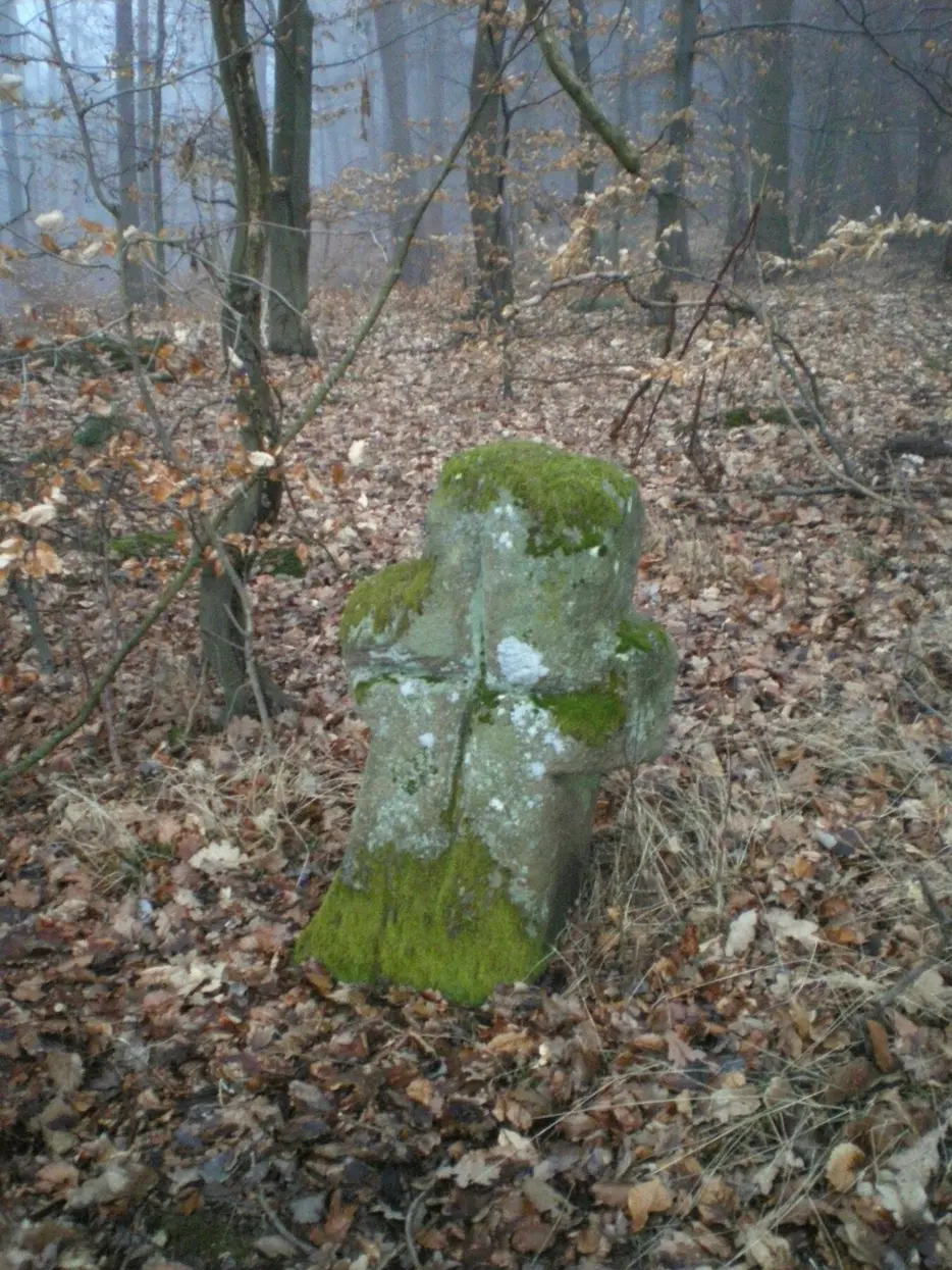 Gedenkkreuz im Jesuitenholz mit der Flurnummer 993 (Gemarkung Steppach, Gemeinde Pommersfeld)