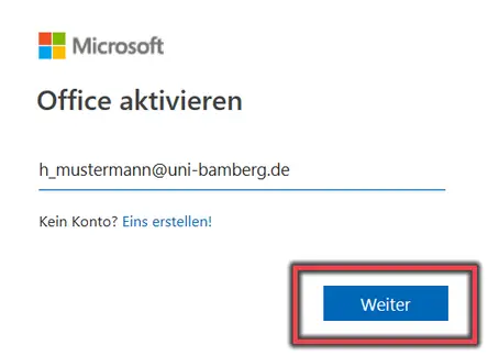 Ansicht M365 Anmeldung mit E-Mail-Adresse