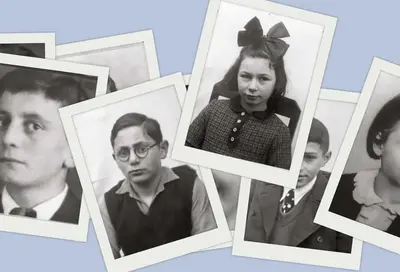Bilder einiger jüdischer Schulkinder in der Ausstellung "Vergissmeinnicht"