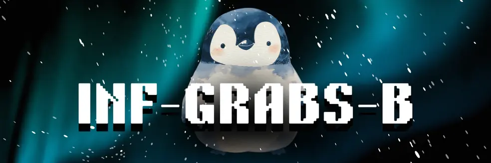 Pinguin hinter dem Schriftzug: INF-GRABS-B
