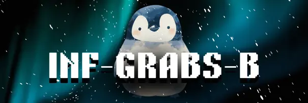 Pinguin hinter dem Schriftzug: INF-GRABS-B