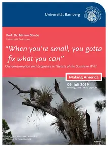 Poster for the guest lecture by Prof. Dr. Miriam Straube. In addition to the information about the guest lecture, it shows a dead tree in front of a dark sky.