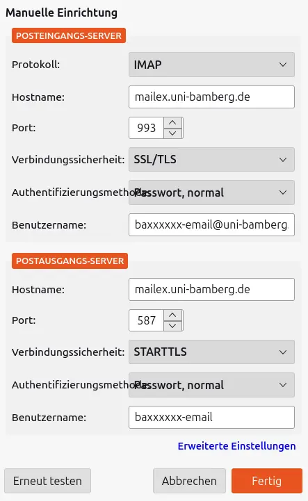 view Email Account Configuration