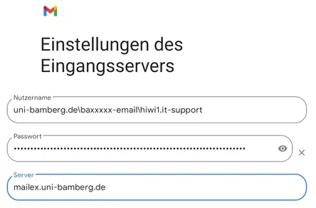 Posteingangsserver Konfiguration
