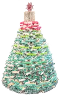 Strichzeichnung: Weihnachtsbaum aus Büchern
