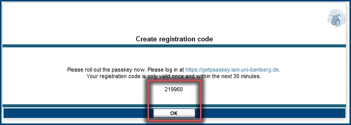 Screenshot 5: Generate registration code in the IAM portal 