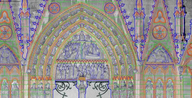 Ausschnitt des Südportals am Querhaus des Notre Dame, CAD-Umzeichnung.