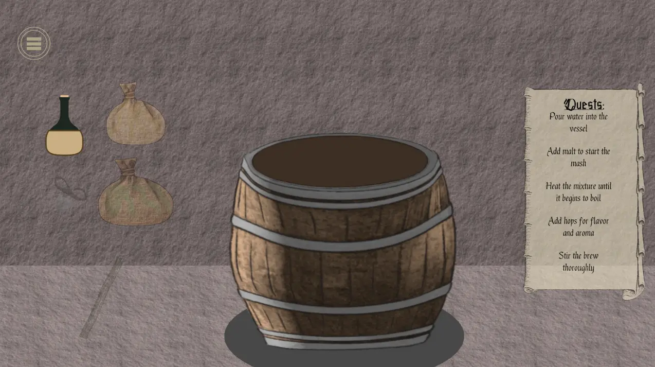 “The Monastery – Brewing Mini-Game” License: CC BY-SA 4.0
This image includes visual elements from the following sources:
• The Bambergische Halsgerichtsordnung (Staatsbibliothek Bamberg / Münchener
Digitalisierungszentrum, CC BY-SA 4.0).
• An edited version of "brauner-holzast-der-sich-an-eine-graue-und-braune-
betonwand-lehnt" by Annie Spratt (https://unsplash.com/de/fotos/brauner-
holzast-der-sich-an-eine-graue-und-braune-betonwand-lehnt-qBQP3CRokVk ,
unplash licence https://unsplash.com/de/lizenz aka CC0)
• An edited version of "brauner-holzast-der-sich-an-eine-graue-und-braune-
betonwand-lehnt" by Annie Spratt (https://unsplash.com/de/fotos/brauner-
holzast-der-sich-an-eine-graue-und-braune-betonwand-lehnt-qBQP3CRokVk ,
unplash licence https://unsplash.com/de/lizenz aka CC0)