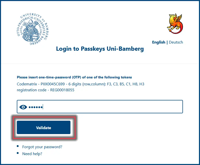 Screenshot 6: Login to Passkey's Uni-Bamberg 