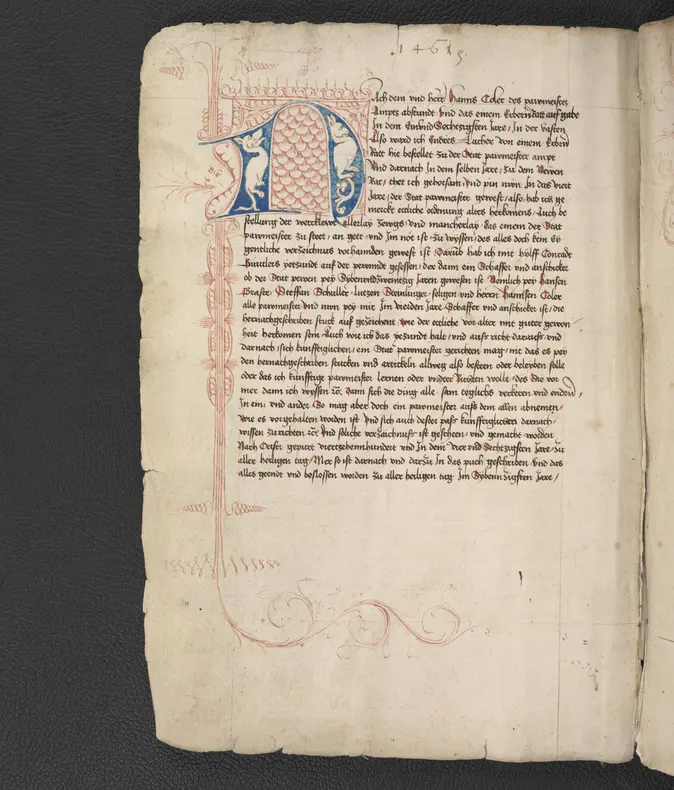 Ansicht einer Seite aus dem Baumeisterbuch des Endres Tucher.