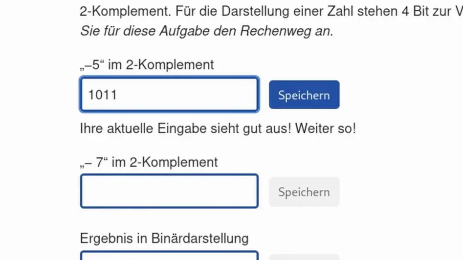 Feedback während der Prüfung