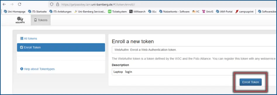 Screenshot 7: Describing the token name and enroll the token