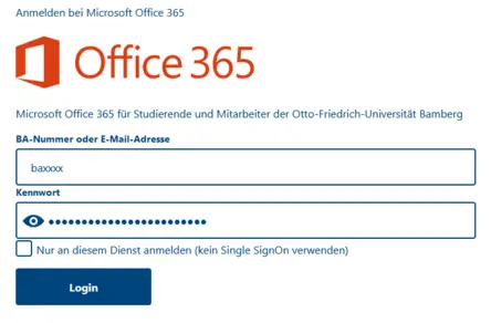 Ansicht Shibboleth-Anmeldung