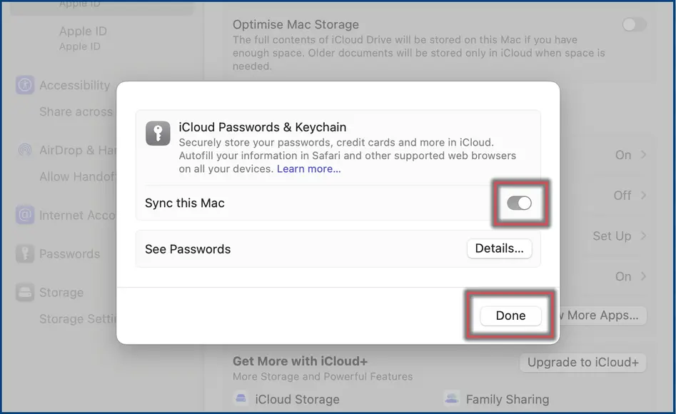 Screenshot 2: iCloud Passwords & Keychain in the settings activate