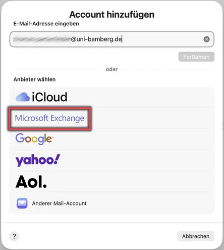 view Provider Microsoft Exchange