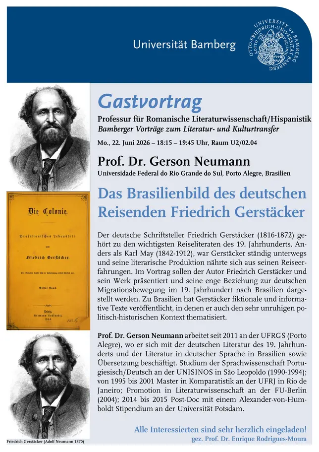 Plakat zum Gastvortrag von Prof. Dr. Gerson Neumann