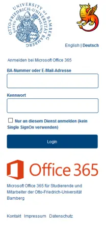 Abbildung Shibboleth-Anmeldung für O365
