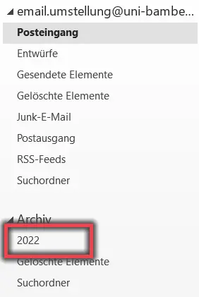 Ansicht Beispiel Ordner im Archiv