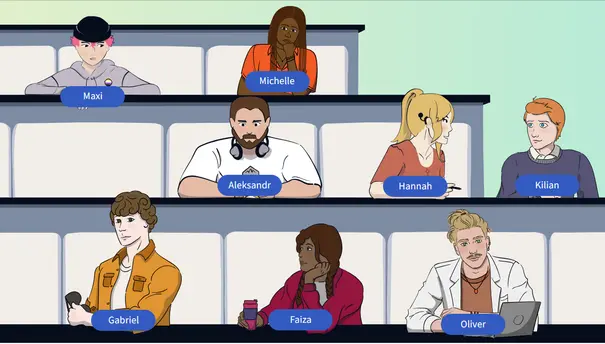 Studierende sitzen in einem Hörsaal