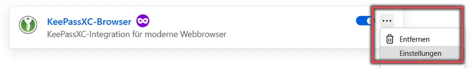 Ansicht KeePassXC-Browser Einstellungen