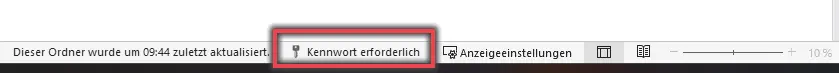 Ansicht Outlook Kennwort erforderlich