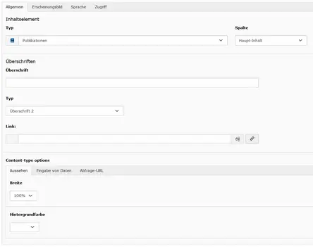 Screenshot: Allgemeine Einstellungen für FIS-Plugins in Typo3