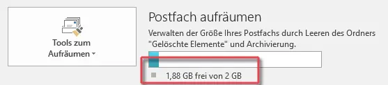 Anzeige des vorhandenen Kapazität in Outlook Anzeige des vorhandenen Kapazität in Outlook