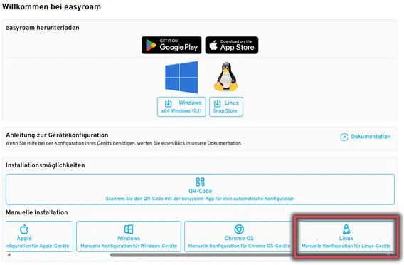 View easyroam website
