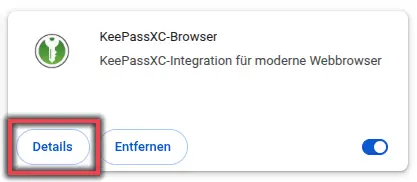 Ansicht KeePassXC-Browser Details anzeigen