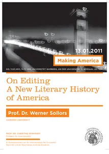 Poster for the guest lecture by Prof. Dr. Werner Sollors. In addition to the information about the event, it shows a blurry black-and-white photo of the Golden Gate Bridge.
