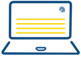 Geöffneter Laptop mit vier gelben Linien, die einen Text andeuten sollen