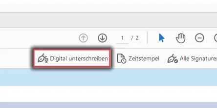 Ansicht Digital unterschreiben