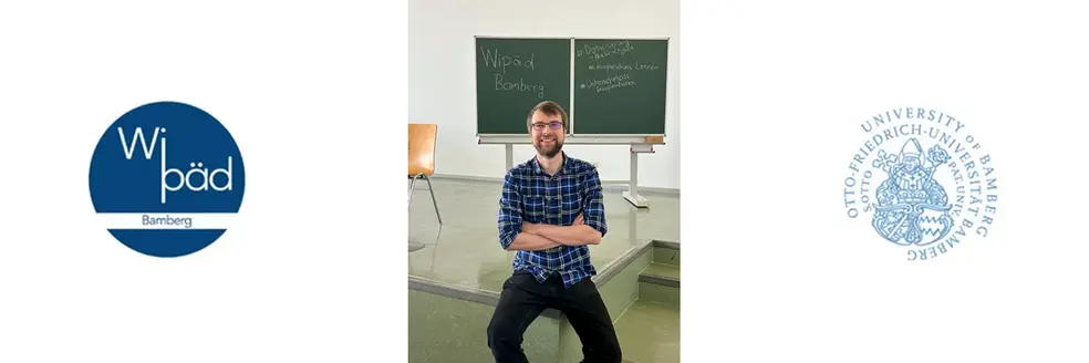 Portrait von Christian Schadt umrahmt von den Logos der WiPäd sowie der Universität Bamberg