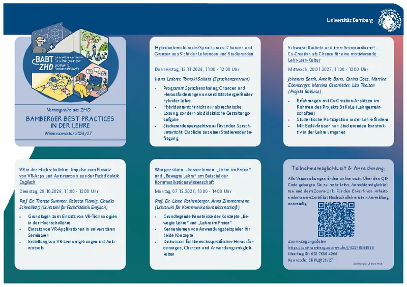 Flyer Bamberger Best Practices in der Lehre. Digitale Tools für selbstreguliertes Lernen und Planen