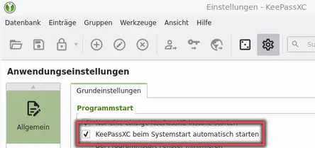 Ansicht Einstellungen Allgemein Autostart aktivieren