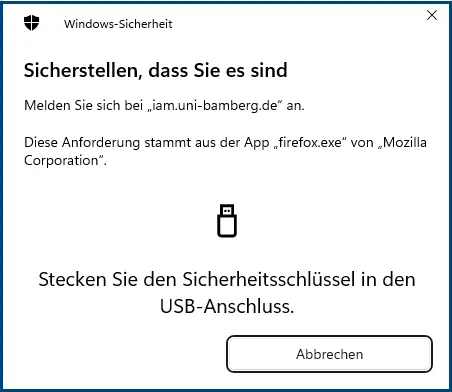 Screenshot 1: security key notification