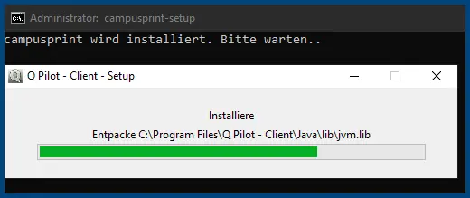 Ansicht Installationsvorgang