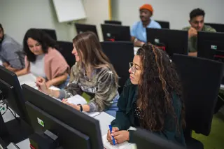 International students at computers