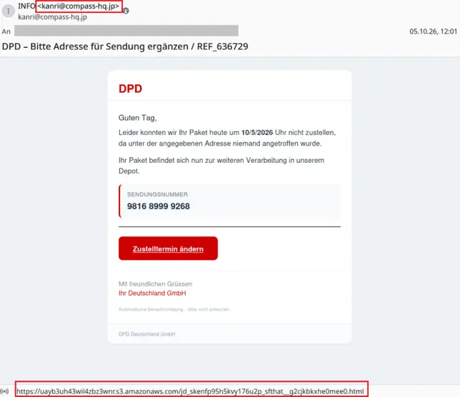 Phishing-E-Mail vom 05.10.2026