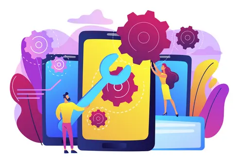 Smartphone repair concept vector illustration.