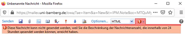 Warnung in der OWA (Outlook Web App)