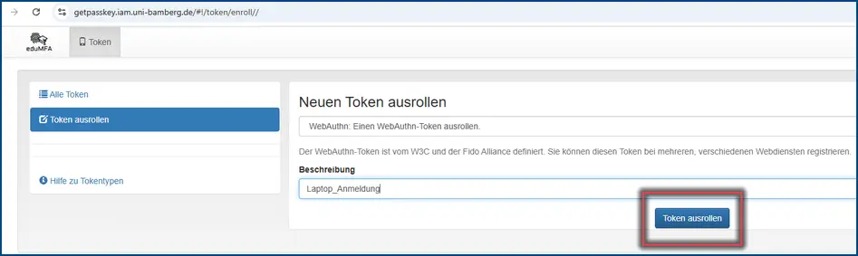 Abbildung 7: Ausrollen des Tokens