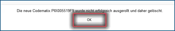 Abbildung 5: Codematrix Fehlermeldung