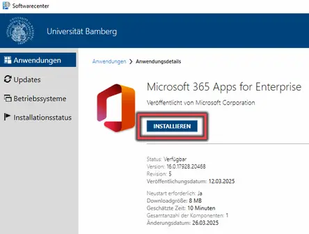 Ansicht Microsoft 365 installieren