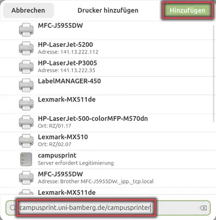 view Settings: Search for Printer