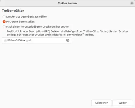 Treiber auswählen