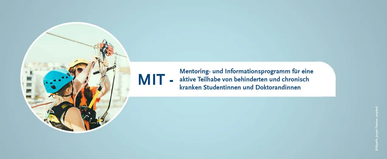 Logo MIT. Mentoring- und Informationsprogramm für eine aktive Teilhabe von behinderten und chronisch kranken Studentinnen und Doktorandinnen