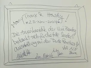 message to the organizers in the visitors book