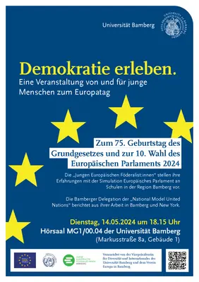 Poster_Experiencing Democracy - Europe Day Event at the University of Bamberg_14 May 2024